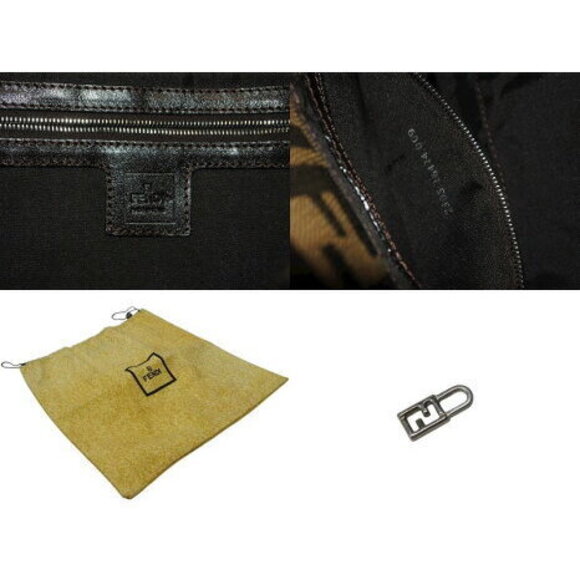 FENDI Mamma Bucket Hobo Shoulder Bag Zucca Canvas Leather Brown - Picture 8 of 8